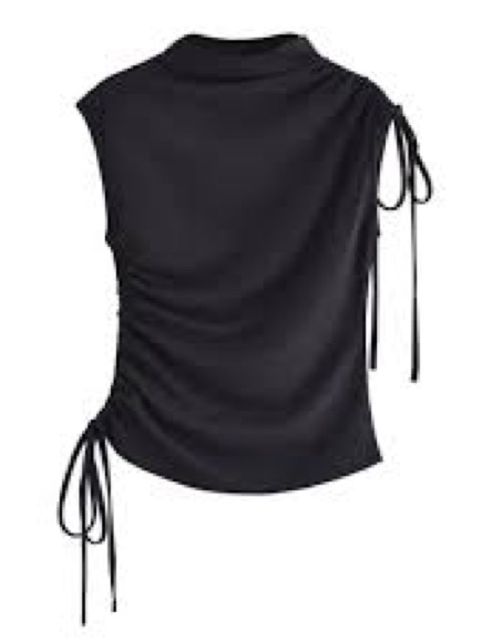 Zara Black Sleeveless Tie-Detail Top